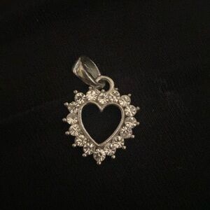 Silver tone crystal heart pendant